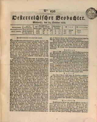 Der Oesterreichische Beobachter Mittwoch 24. Oktober 1832