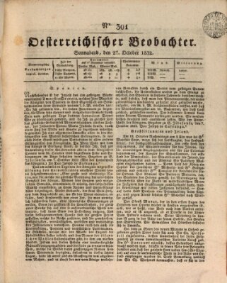 Der Oesterreichische Beobachter Samstag 27. Oktober 1832