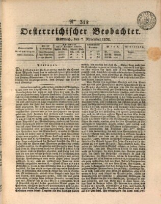 Der Oesterreichische Beobachter Mittwoch 7. November 1832