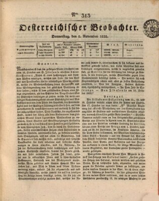 Der Oesterreichische Beobachter Donnerstag 8. November 1832