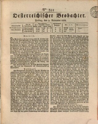 Der Oesterreichische Beobachter Freitag 9. November 1832