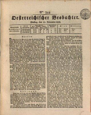 Der Oesterreichische Beobachter Dienstag 13. November 1832