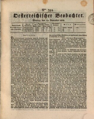 Der Oesterreichische Beobachter Montag 19. November 1832