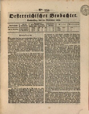 Der Oesterreichische Beobachter Donnerstag 29. November 1832