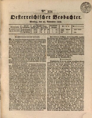 Der Oesterreichische Beobachter Mittwoch 26. Dezember 1832