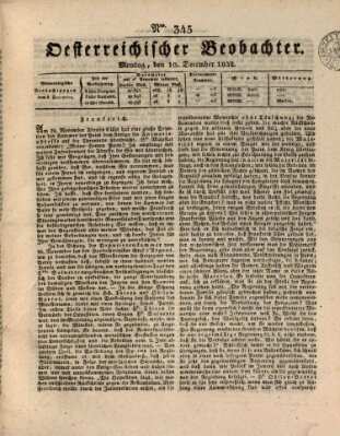 Der Oesterreichische Beobachter Montag 10. Dezember 1832