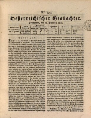 Der Oesterreichische Beobachter Samstag 15. Dezember 1832