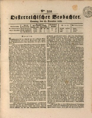 Der Oesterreichische Beobachter Sonntag 23. Dezember 1832