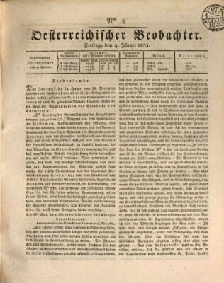 Der Oesterreichische Beobachter Freitag 4. Januar 1833