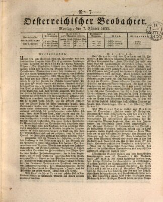 Der Oesterreichische Beobachter Montag 7. Januar 1833