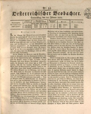 Der Oesterreichische Beobachter Donnerstag 10. Januar 1833