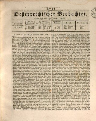 Der Oesterreichische Beobachter Montag 14. Januar 1833