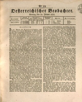 Der Oesterreichische Beobachter Montag 21. Januar 1833