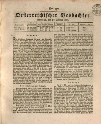 Der Oesterreichische Beobachter Sonntag 27. Januar 1833