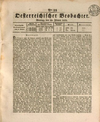 Der Oesterreichische Beobachter Montag 28. Januar 1833