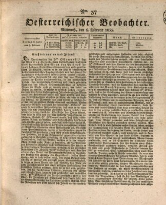 Der Oesterreichische Beobachter Mittwoch 6. Februar 1833