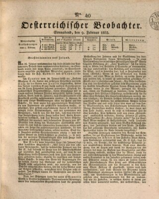 Der Oesterreichische Beobachter Samstag 9. Februar 1833