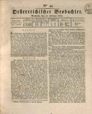 Der Oesterreichische Beobachter Mittwoch 13. Februar 1833