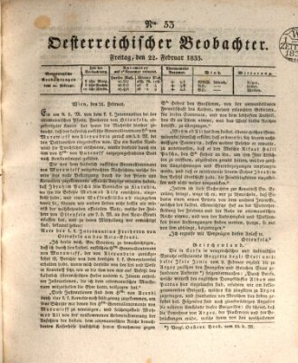 Der Oesterreichische Beobachter Freitag 22. Februar 1833