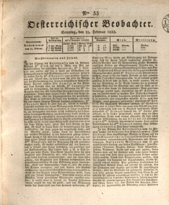 Der Oesterreichische Beobachter Sonntag 24. Februar 1833