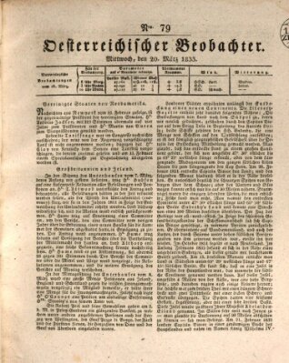 Der Oesterreichische Beobachter Mittwoch 20. März 1833