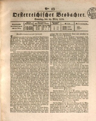 Der Oesterreichische Beobachter Sonntag 24. März 1833