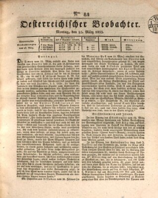 Der Oesterreichische Beobachter Montag 25. März 1833