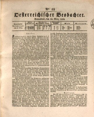 Der Oesterreichische Beobachter Samstag 30. März 1833