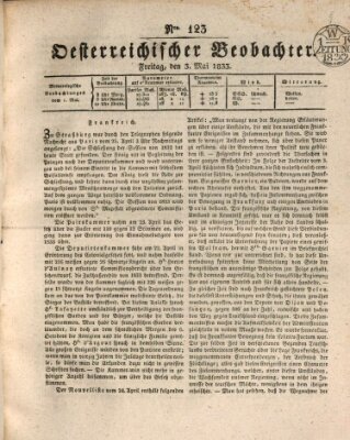 Der Oesterreichische Beobachter Freitag 3. Mai 1833