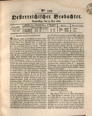 Der Oesterreichische Beobachter Donnerstag 9. Mai 1833