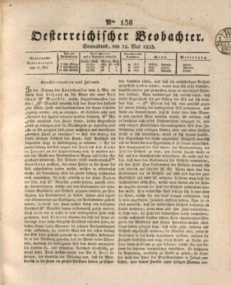 Der Oesterreichische Beobachter Samstag 18. Mai 1833