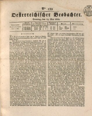 Der Oesterreichische Beobachter Sonntag 19. Mai 1833