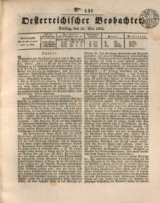 Der Oesterreichische Beobachter Dienstag 21. Mai 1833