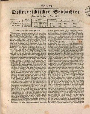 Der Oesterreichische Beobachter Samstag 1. Juni 1833