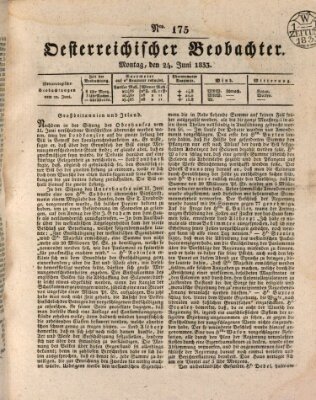 Der Oesterreichische Beobachter Montag 24. Juni 1833