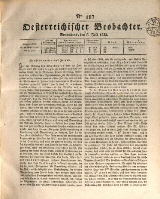 Der Oesterreichische Beobachter Samstag 6. Juli 1833