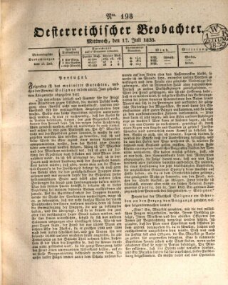 Der Oesterreichische Beobachter Mittwoch 17. Juli 1833