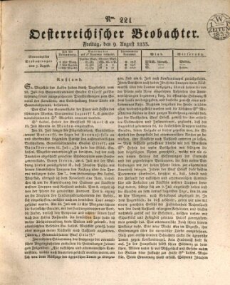 Der Oesterreichische Beobachter Freitag 9. August 1833