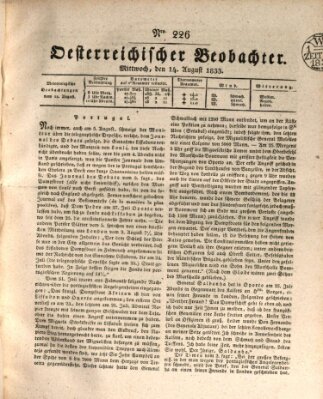 Der Oesterreichische Beobachter Mittwoch 14. August 1833