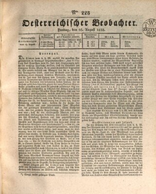 Der Oesterreichische Beobachter Freitag 16. August 1833