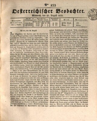 Der Oesterreichische Beobachter Mittwoch 21. August 1833