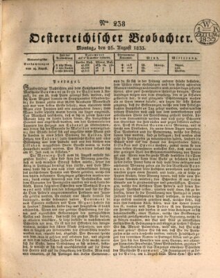 Der Oesterreichische Beobachter Montag 26. August 1833