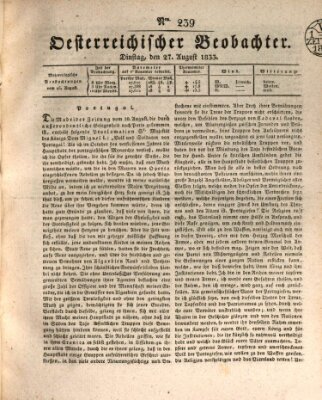 Der Oesterreichische Beobachter Dienstag 27. August 1833