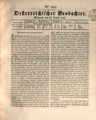 Der Oesterreichische Beobachter Mittwoch 28. August 1833