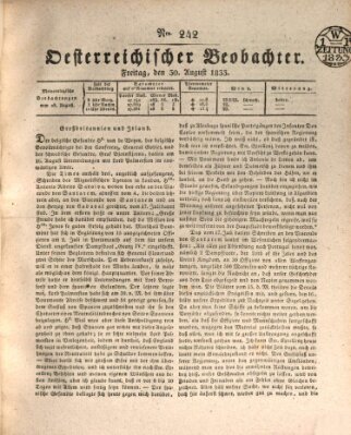 Der Oesterreichische Beobachter Freitag 30. August 1833