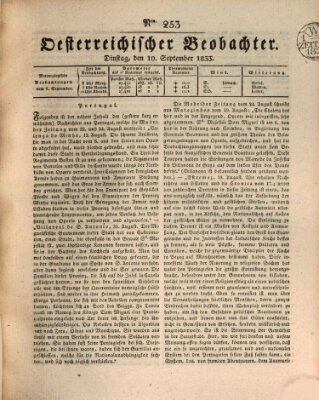 Der Oesterreichische Beobachter Dienstag 10. September 1833