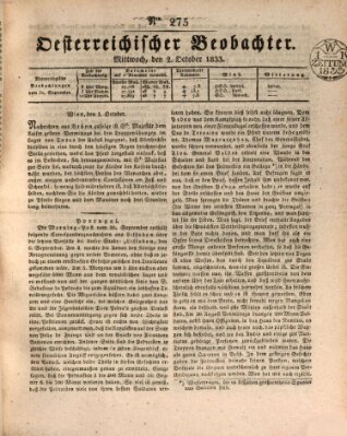 Der Oesterreichische Beobachter Mittwoch 2. Oktober 1833