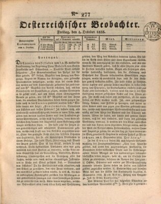 Der Oesterreichische Beobachter Freitag 4. Oktober 1833