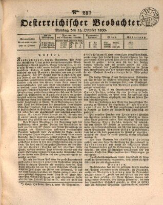 Der Oesterreichische Beobachter Montag 14. Oktober 1833