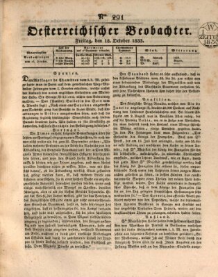 Der Oesterreichische Beobachter Freitag 18. Oktober 1833